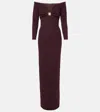 Roland Mouret Embellished Cady Gown In Brown