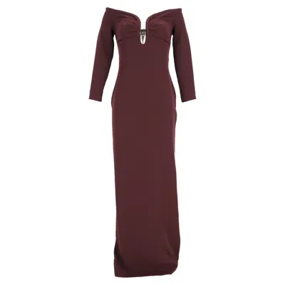 Roland Mouret Embellished Cady Gown In Burgundy Acetate