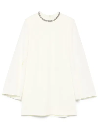ROLAND MOURET EMBELLISHED CADY MINI DRESS