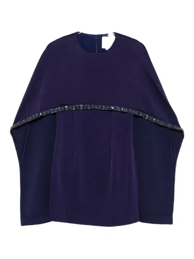 Roland Mouret Embellished Cape Dress In Purple
