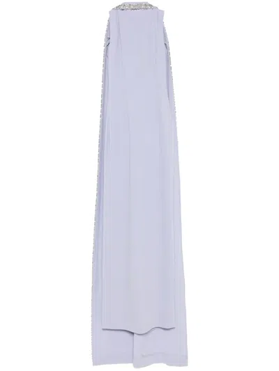 Roland Mouret Embellished-cape Gown In Purple