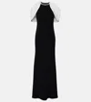 Roland Mouret Embellished Caped Satin Crepe Gown In Multi