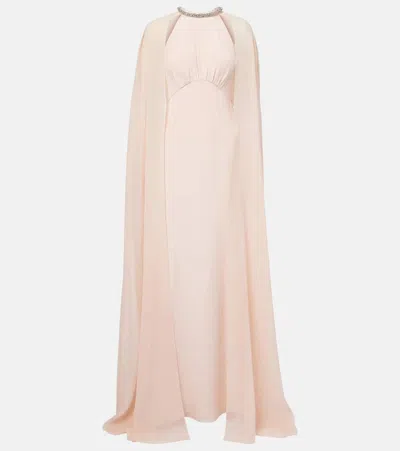 Roland Mouret Verzierte Robe Aus Seidenchiffon In Beige