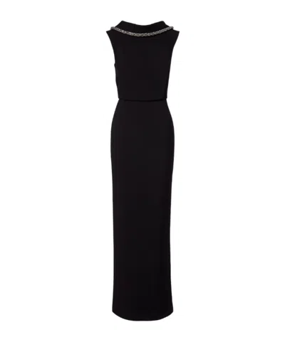 Roland Mouret Embellished Crepe Gown In Black