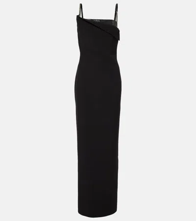 Roland Mouret Embellished Crepe Gown In Black
