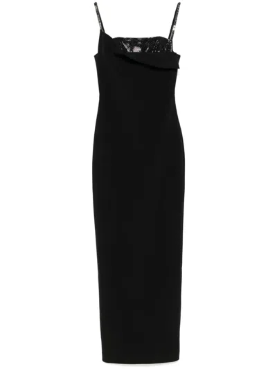 Roland Mouret Verziertes Krepp-abendkleid In Schwarz