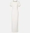 Roland Mouret Embellished Crepe Maxi Dress In White