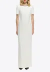 Roland Mouret Embellished Crepe Maxi Dress In White