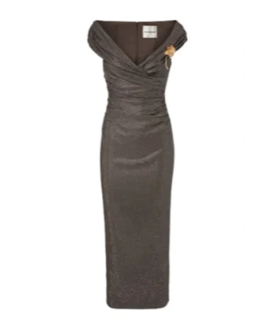 Roland Mouret Embellished Draped Chiffon Midi Dress In Black