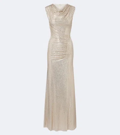 Roland Mouret Embellished Gathered Gown In Neutral