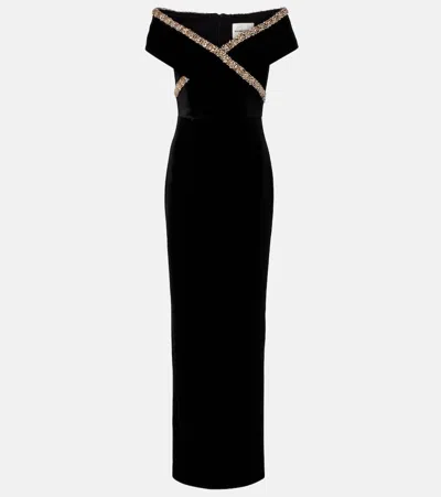 Roland Mouret Embellished Gown In Black