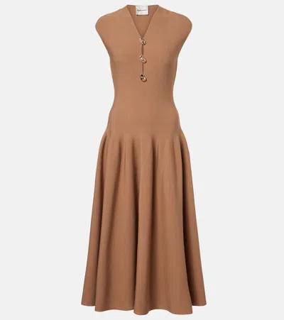 Roland Mouret Embellished Midi Dress In Brown