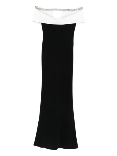 Roland Mouret Embellished Off-shoulder Dress In Black