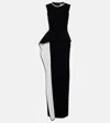 Roland Mouret Womens Monochrome Embellished Wavy-panel Woven Maxi Dress