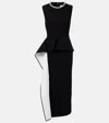 Roland Mouret Womens Monochrome Embellished Wavy-panel Woven Maxi Dress