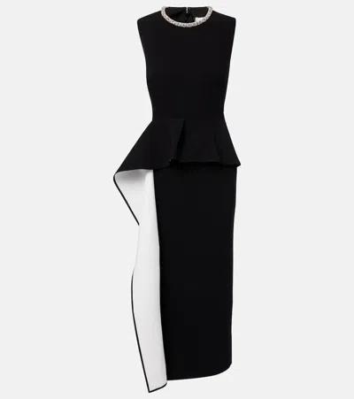 Roland Mouret Embellished Peplum Satin Crêpe Midi Dress