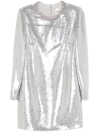 Roland Mouret Embellished Sequin Mini Dress In Silver