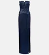 Roland Mouret Embellished Strapless Crêpe Gown In Blue