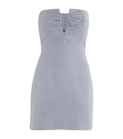 Roland Mouret Embellished Strapless Mini Dress In Blue