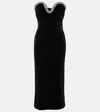 Roland Mouret Embellished Strapless Velvet Midi Dress In Black