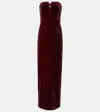 Roland Mouret Embellished Velvet Bustier Gown In Burgundy