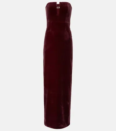 Roland Mouret Embellished Velvet Bustier Gown In Burgundy