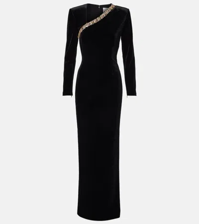 ROLAND MOURET EMBELLISHED VELVET GOWN