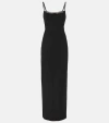 ROLAND MOURET EMBELLISHED WOOL AND SILK GOWN