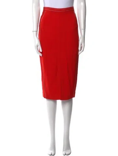 Pre-owned Roland Mouret Embroidered Accent Knee-length Skirt In Red