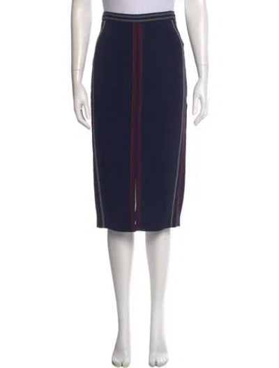 Pre-owned Roland Mouret Embroidered Accent Knee-length Skirt In Blue
