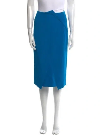 Pre-owned Roland Mouret Embroidered Accent Knee-length Skirt W/ Tags In Blue