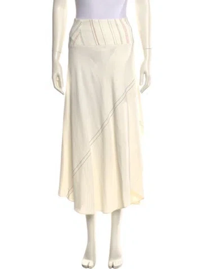 Pre-owned Roland Mouret Embroidered Accent Midi Length Skirt In Neutral