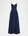 Roland Mouret Empire-waist Sleeveless Taffeta Godet Gown In Blue