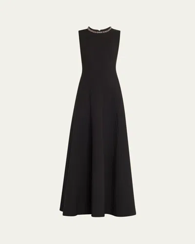 Roland Mouret Fit-and-flare Wool Silk Dress With Diamante Neck