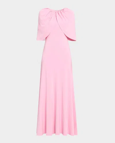 Roland Mouret Fit-and-flare Jersey Capelet Gown In Pink