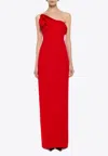 Roland Mouret Floral Appliqué Crepe Maxi Dress In Red