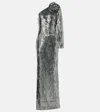 Roland Mouret Sequinned Gown In Blue