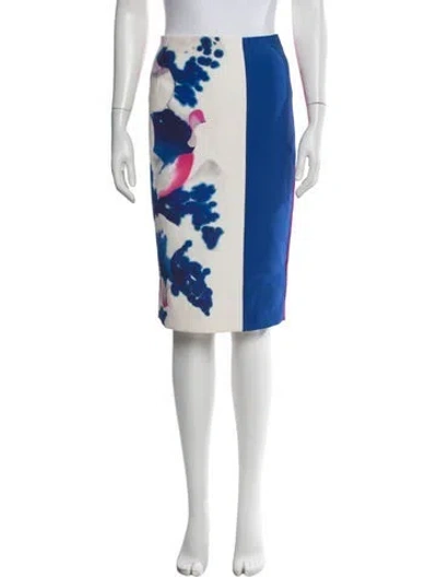 Pre-owned Roland Mouret Floral Print Knee-length Skirt In White