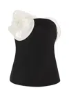 Roland Mouret Floral Strapless Crepe Top In Black And White