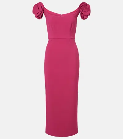 Roland Mouret Floral-appliqué Bustier Dress In Pink