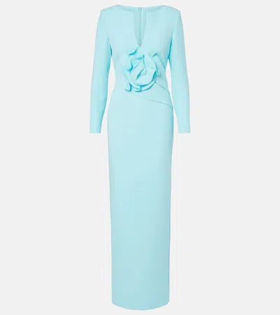 Roland Mouret Floral-appliqué Crêpe Gown In Green