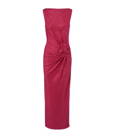 Roland Mouret Diamanté Floral Appliqué Maxi Dress In Red