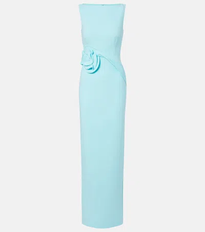 Roland Mouret Floral-appliqué Gown In Blue