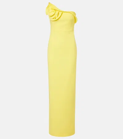 Roland Mouret Floral-appliqué Gown In Yellow