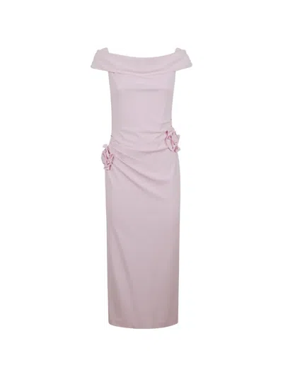 Roland Mouret Floral-appliqué Ruched Dress In Pink