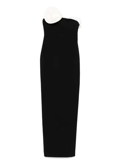 Roland Mouret Flower Drape Maxi Dress In Black