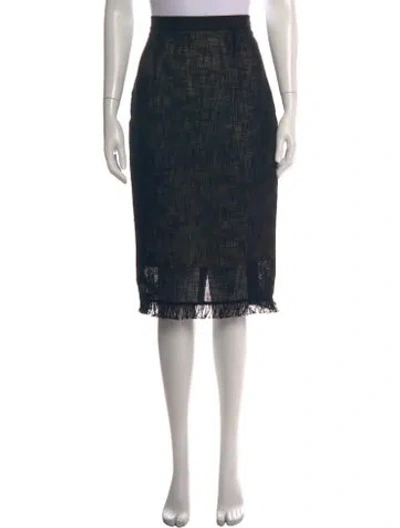 Pre-owned Roland Mouret Fringe Trim Accent Midi Length Skirt In Black