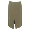 Roland Mouret Front Slit Midi Pencil Skirt In Olive Wool In Gray