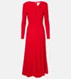 Roland Mouret Gathered Cady Midi Dress In Red
