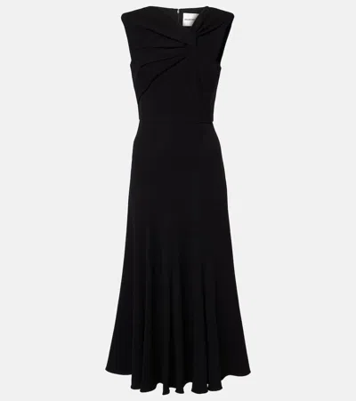 Roland Mouret Gathered Cady Midi Dress In Black